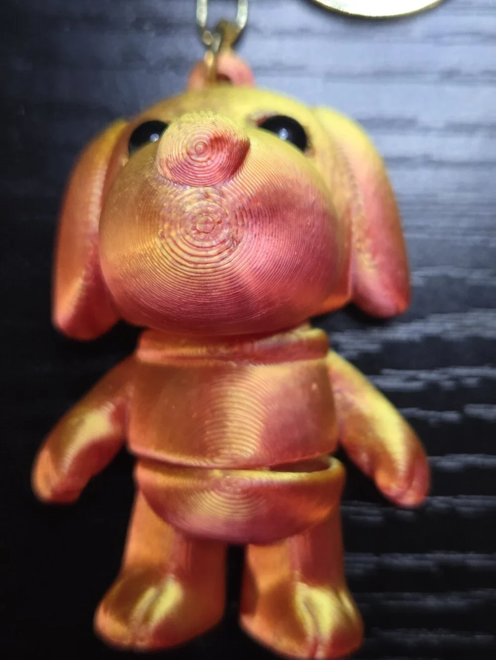 Gold-Tone Orange & Yellow 3D Printed Dog Keychain/Bag Charm